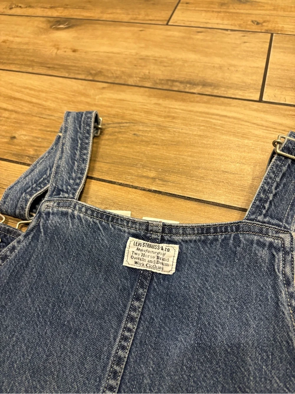 Levis Denim Long Overall Dress Button Front Midi Maxi Size Medium - Picture 9 of 9
